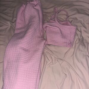 SHEIN Pink Textured Pajama Set